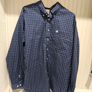 Cinch Men's Blue Patterned Long Sleeve Shirt Large